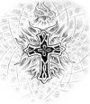 black and white cross tattoo